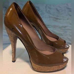 Authentic Gucci Brown Peep-Toe Heels
